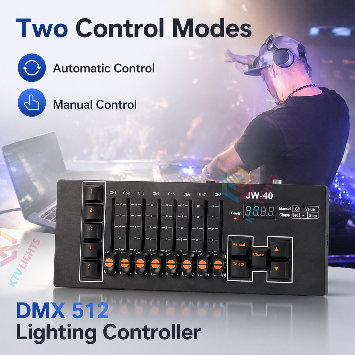 KTVLIGHTS Portable Rechargeable DMX512 Stage Lighting Console-D9