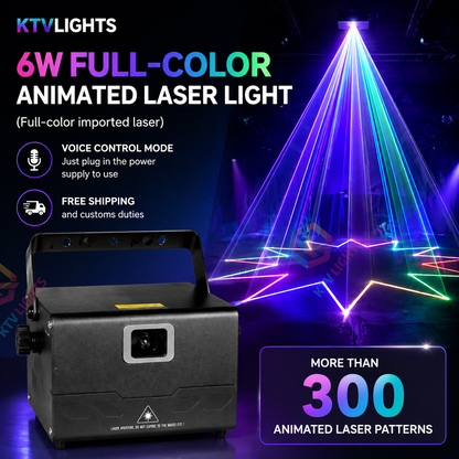 KTVLIGHTS 2W–10W Full-Color RGB Animation DMX Laser Light for DJ Stages-A29