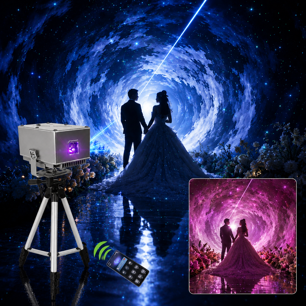 KTVLIGHTS Rechargeable APP Laser Light with RGB Effects for DJ Parties-A9