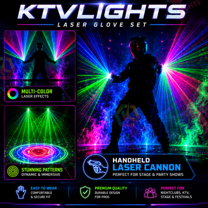 KTVLIGHTS Color Rotating Laser Gloves for Party & DJ Shows-M8