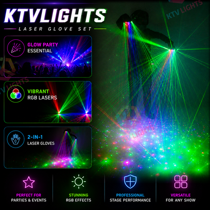 KTVLIGHTS Color Rotating Laser Gloves for Party & DJ Shows-M8