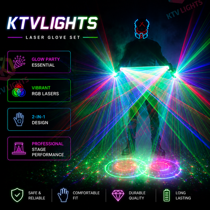 KTVLIGHTS Color Rotating Laser Gloves for Party & DJ Shows-M8