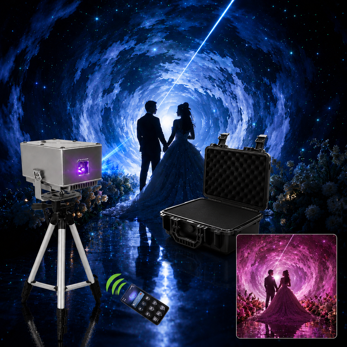 KTVLIGHTS Rechargeable APP Laser Light with RGB Effects for DJ Parties-A9