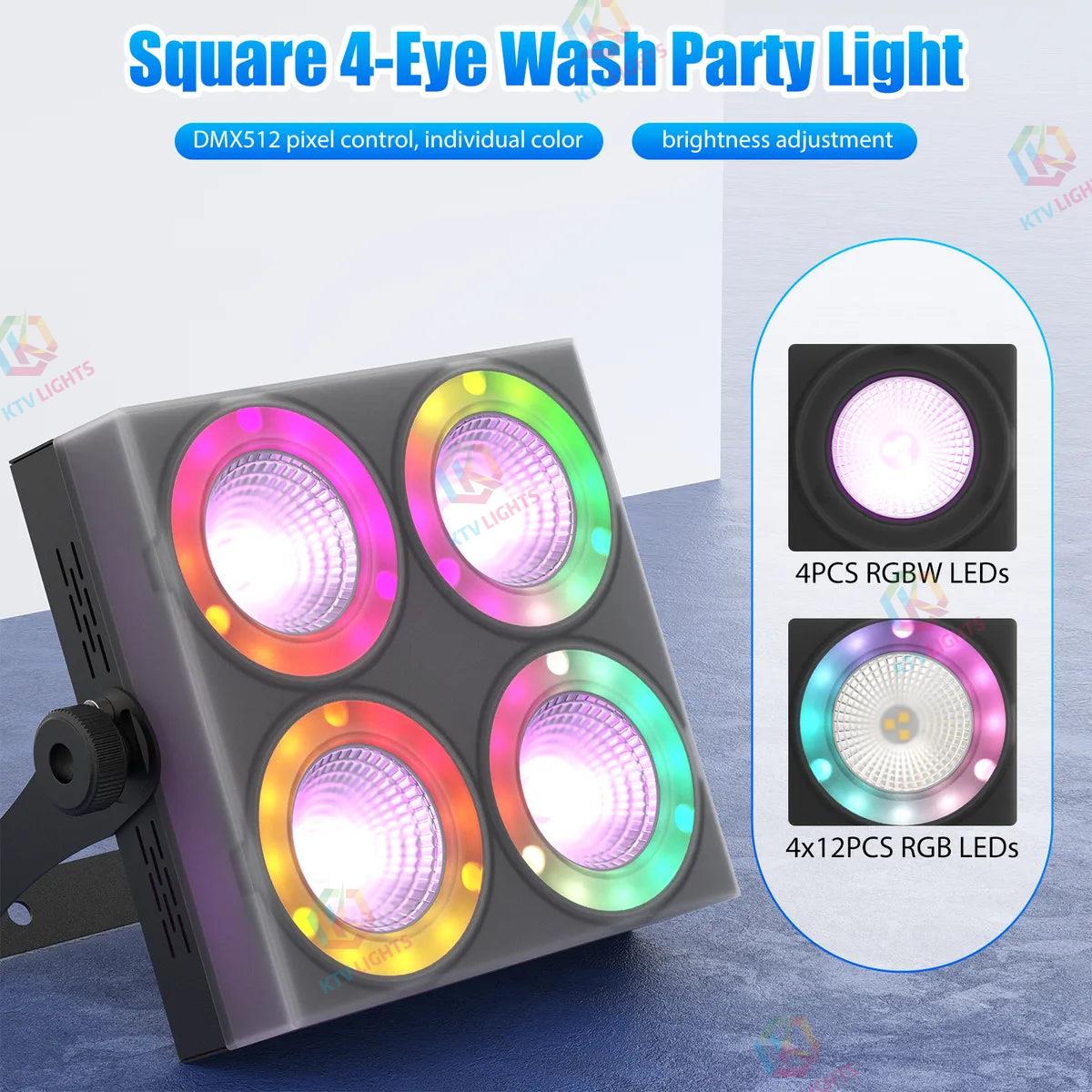 KTVLIGHTS 80W RGBW DMX LED Wash Par Stage Light-P52