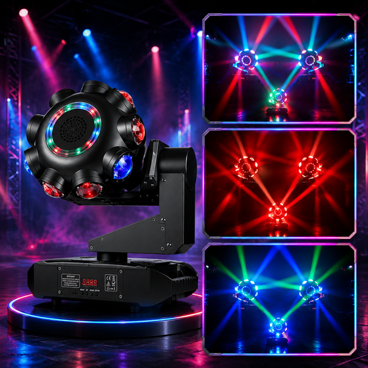 KTVLIGHTS 9 Head Hot Wheels LED Beam Moving Head Light - E22
