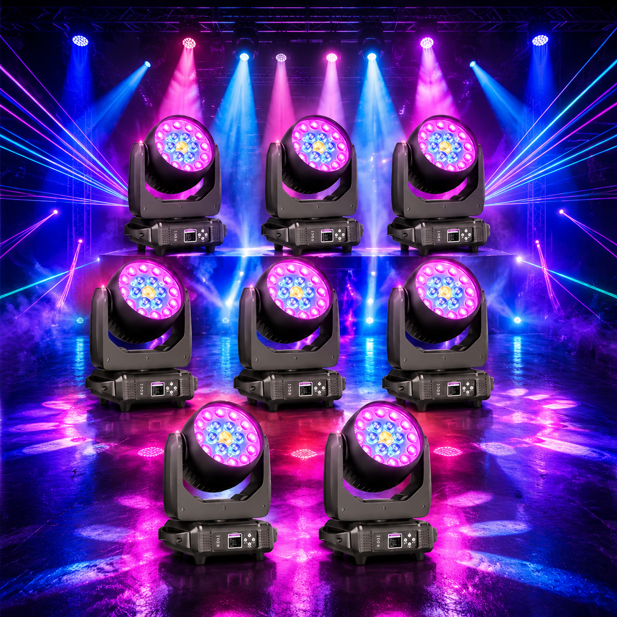 KTVLIGHTS LED 285W RGBW 19 LED Moving Head Light DJ Stage Lighting-E54