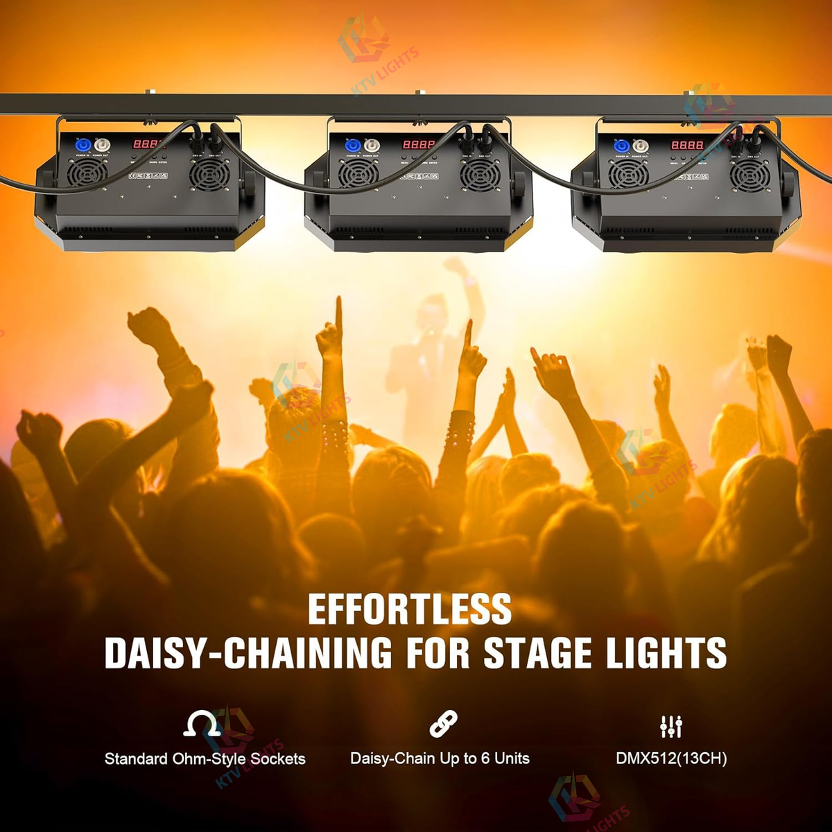 KTVLIGHTS 2x100W RGB COB LED PAR Strobe Stage Light-P65