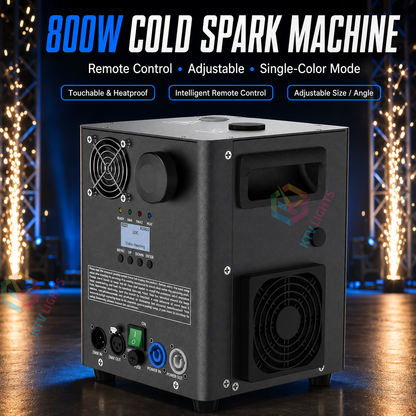 KTVLIGHTS 800W Cold Spark Machine, 5.5M Fountain & DMX-H2