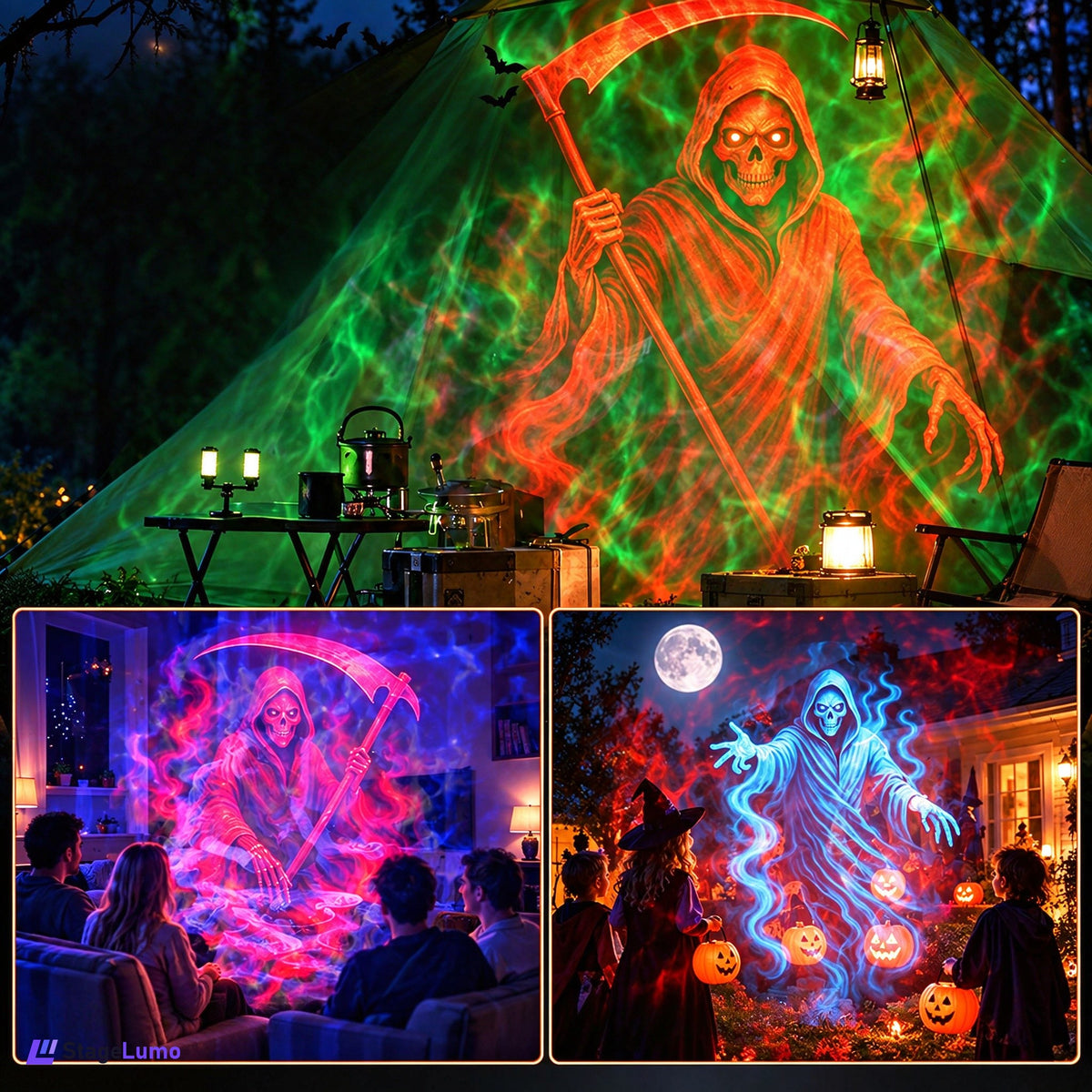 StageLumo Halloween Outdoor Dual-Head Skull Ghost Water Ripple Projector-S63