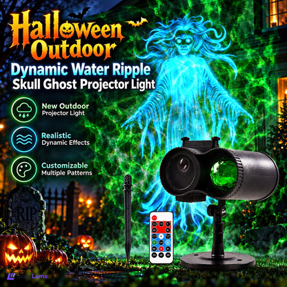 StageLumo Halloween Outdoor Dual-Head Skull Ghost Water Ripple Projector-S63
