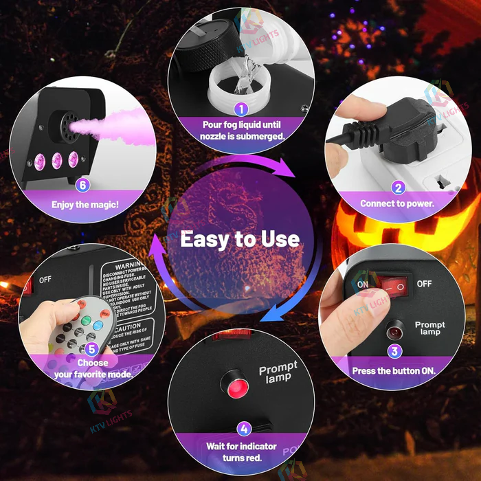 KTVLIGHTS 500W RGB Fog Machine with Remote Control-Y6