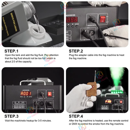 KTVLIGHTS 24-LED 3-in-1 Full-Color DMX512 Fog Machine-Y12