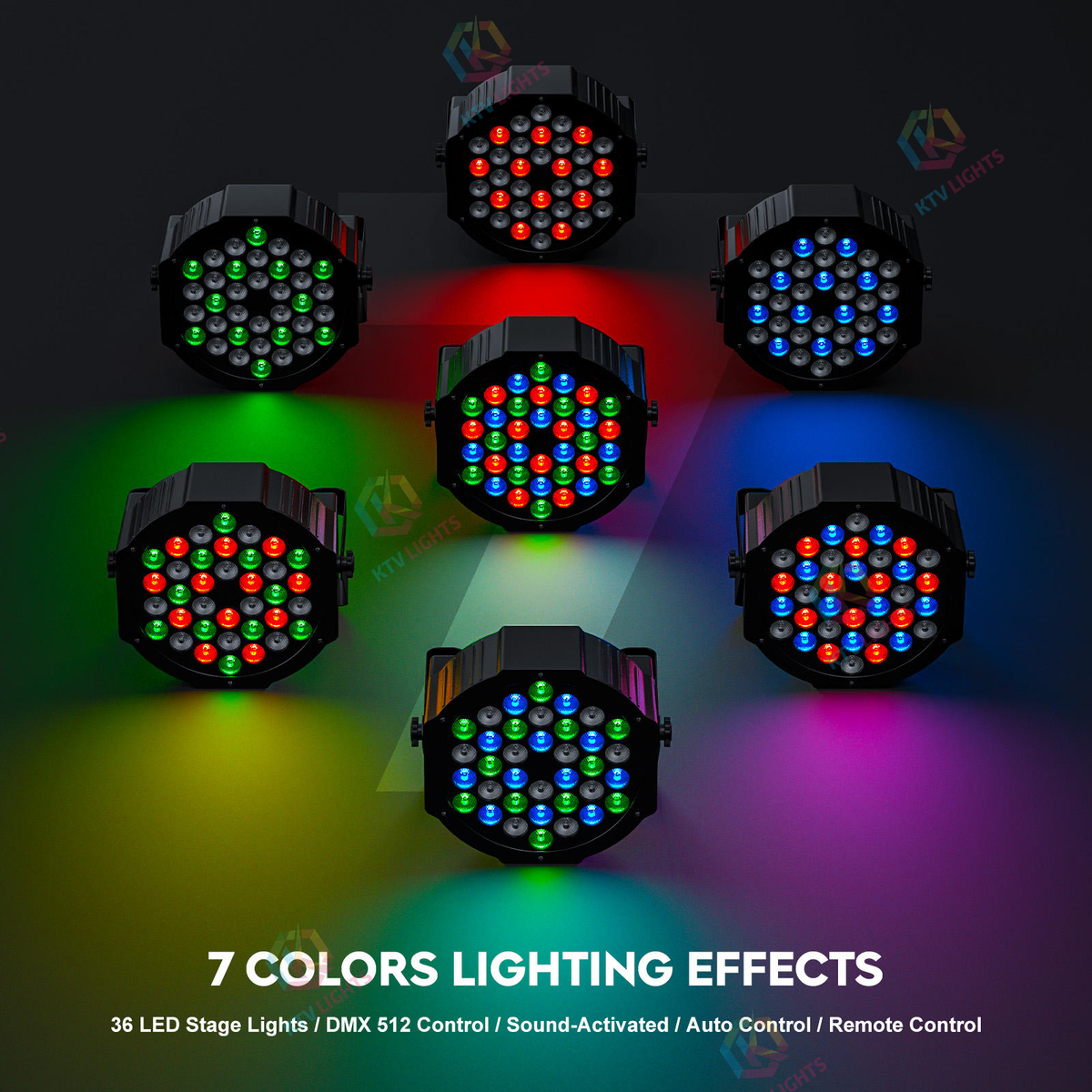 KTVLIGHTS 36-LED RGB DMX PAR Stage Light-P57
