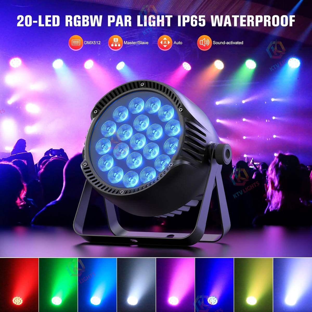 KTVLIGHTS 200W RGBW LED DMX IP65 Waterproof PAR Light-P60