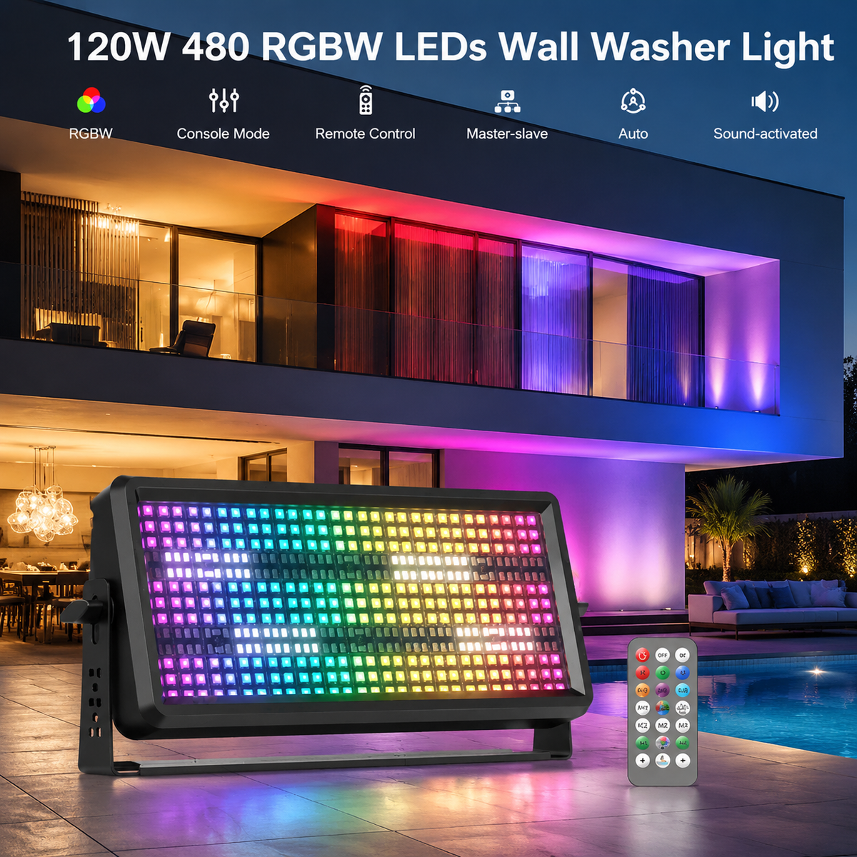 KTVLIGHTS 120W RGBW LED Wash Strobe Stage Light-X4