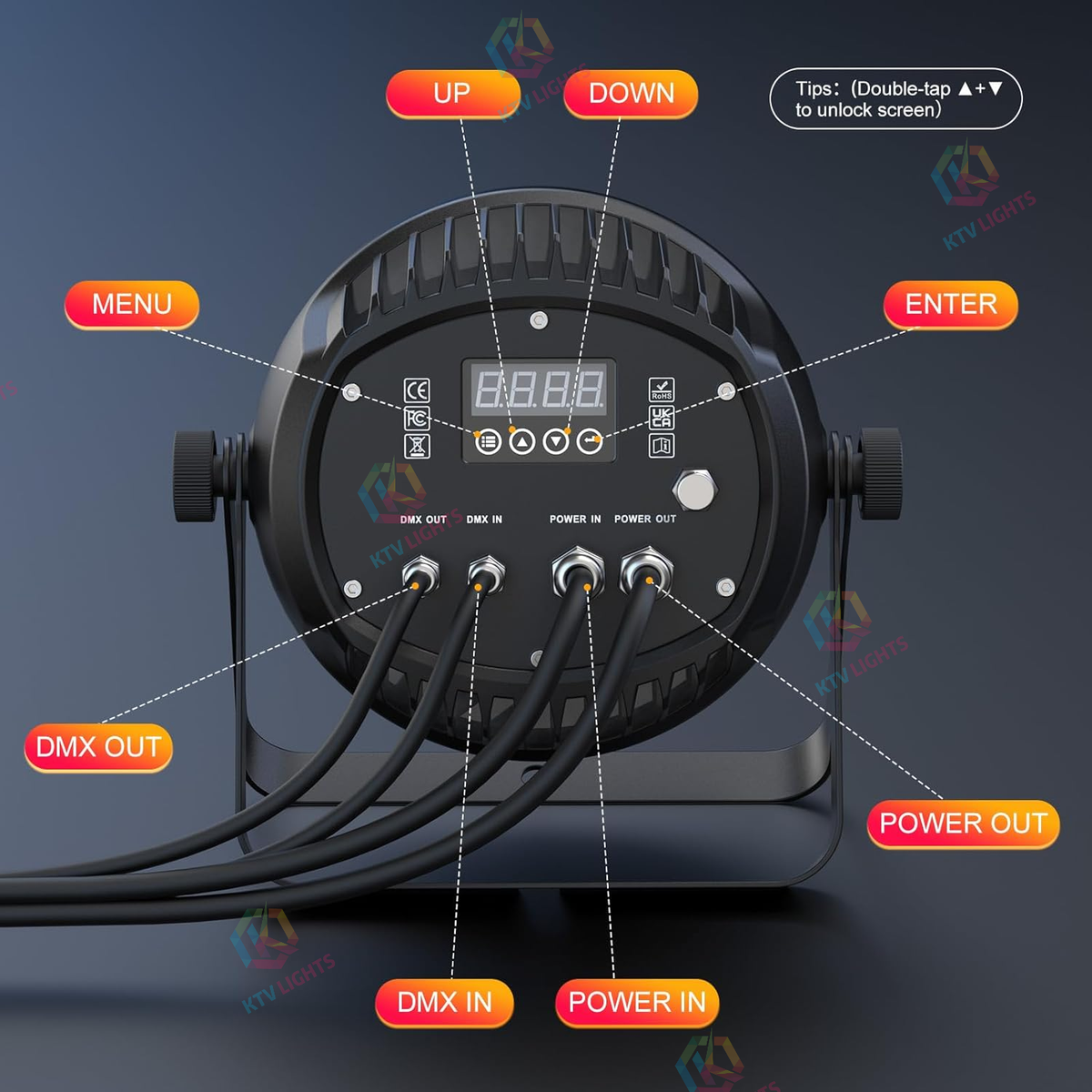 KTVLIGHTS 200W RGBW LED DMX IP65 Waterproof PAR Light-P60