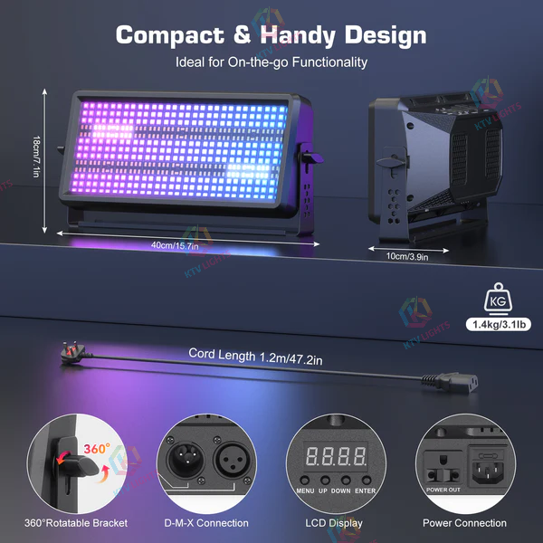 KTVLIGHTS 120W RGBW LED Wash Strobe Stage Light-X4