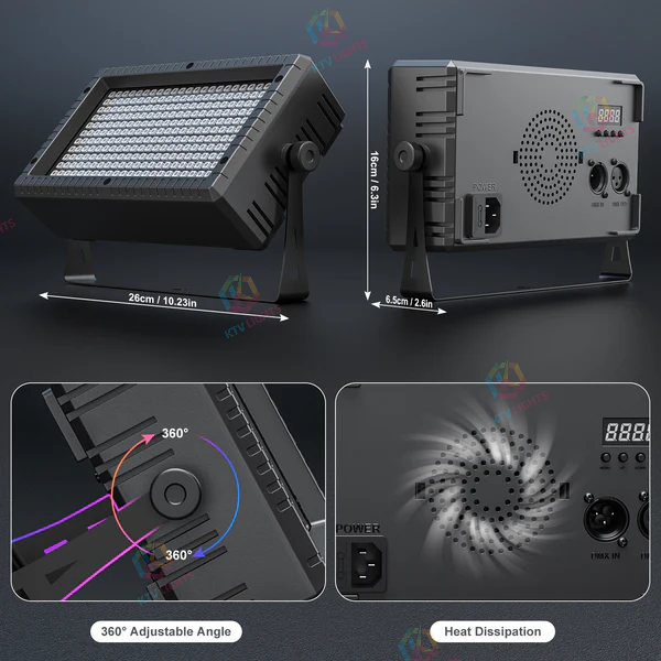 KTVLIGHTS 60W Mini RGB 3-in-1 LED Strobe Wall Washer-X22