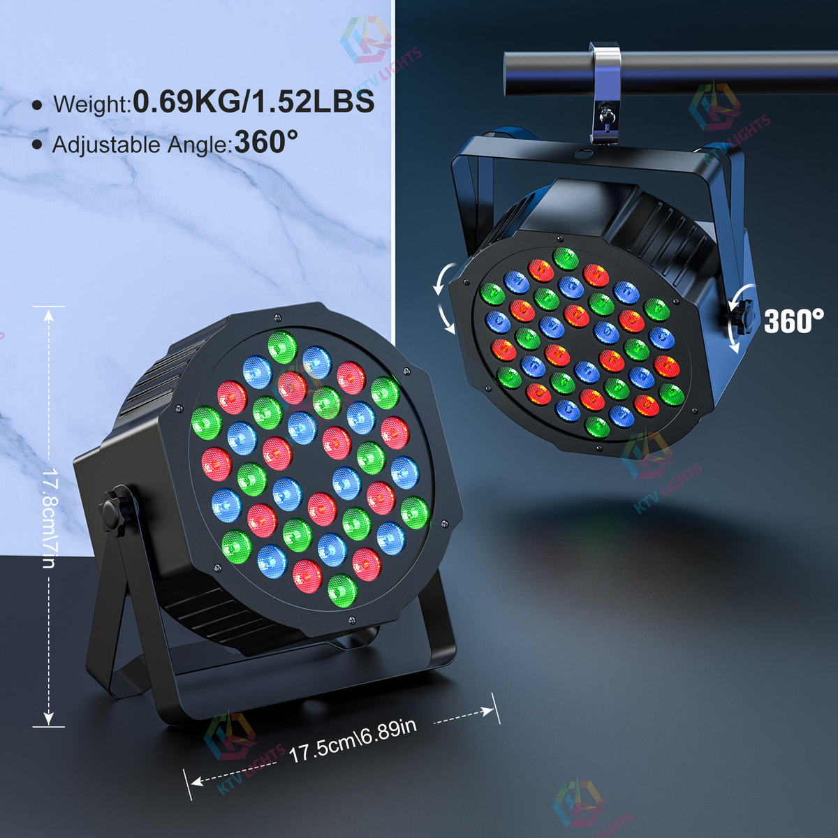 KTVLIGHTS 36-LED RGB DMX PAR Stage Light-P57
