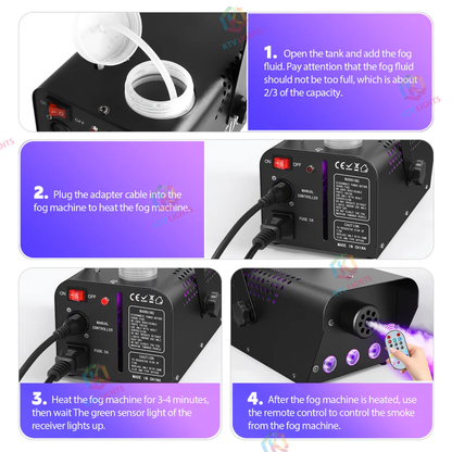 KTVLIGHTS 500W RGB Fog Machine with Remote Control-Y6