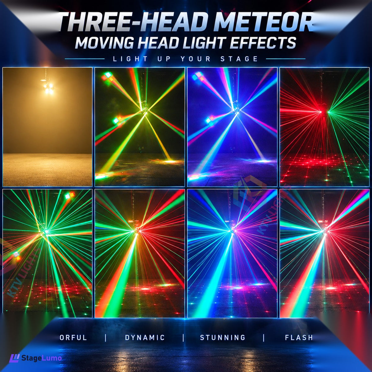 StageLumo 150W 3-Arm Moving Head Laser Beam DJ Stage Light-E97
