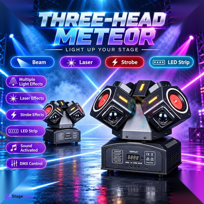 StageLumo 150W 3-Arm Moving Head Laser Beam DJ Stage Light-E97