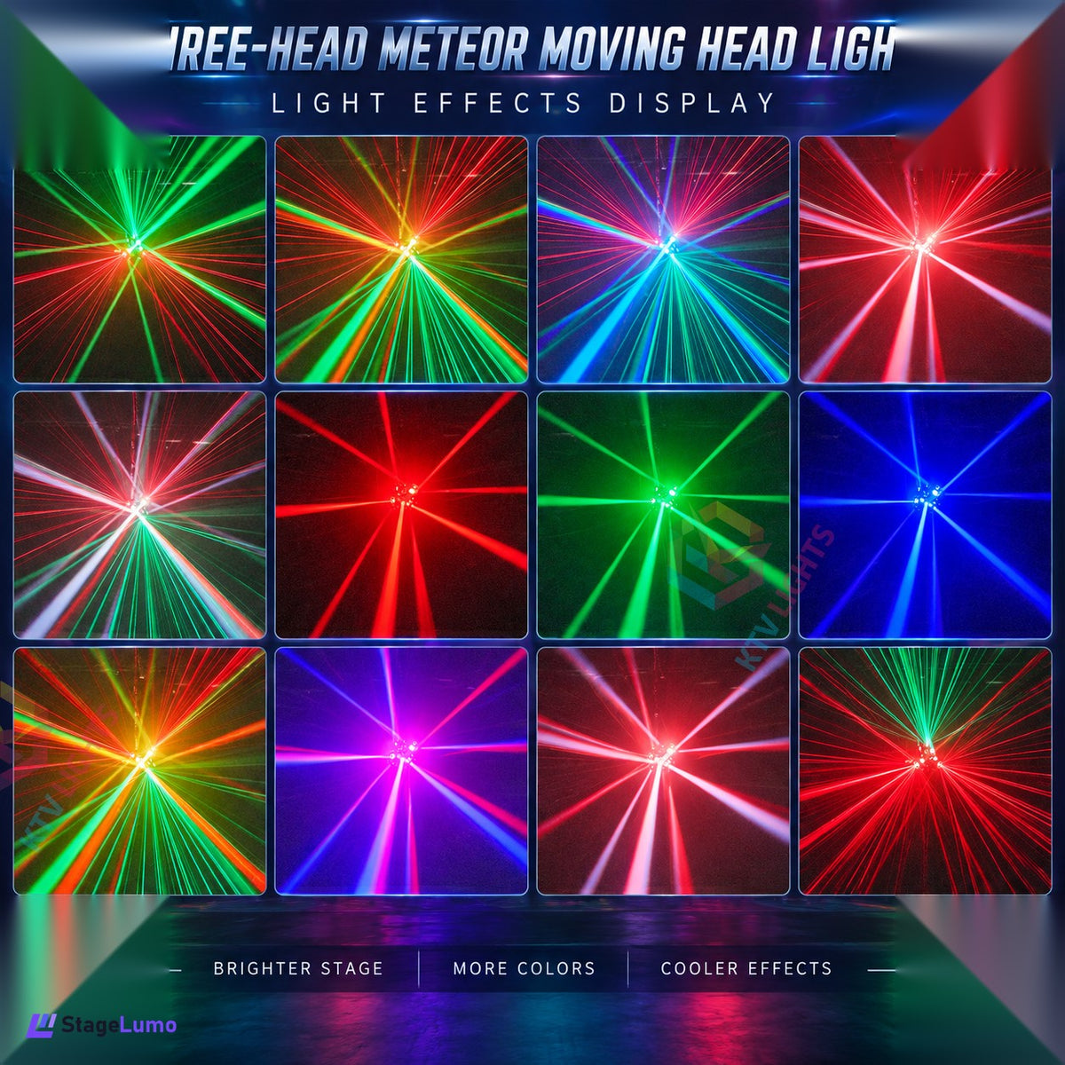 StageLumo 150W 3-Arm Moving Head Laser Beam DJ Stage Light-E97