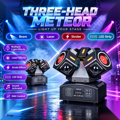 StageLumo 150W 3-Arm Moving Head Laser Beam DJ Stage Light-E97