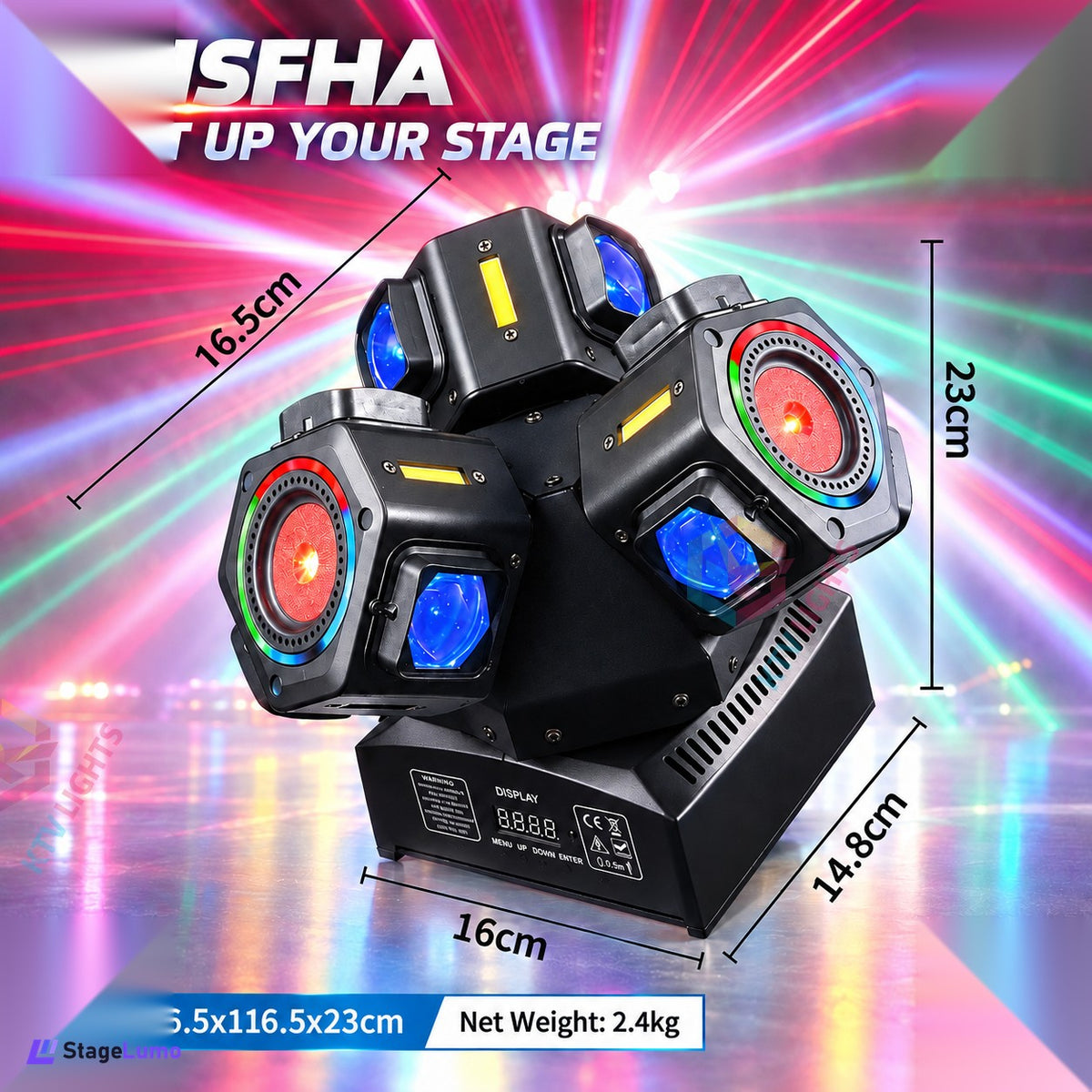 StageLumo 150W 3-Arm Moving Head Laser Beam DJ Stage Light-E97