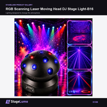 RGB Scanning Laser Moving Head DJ Stage Light-B16 - StageLumo image 1