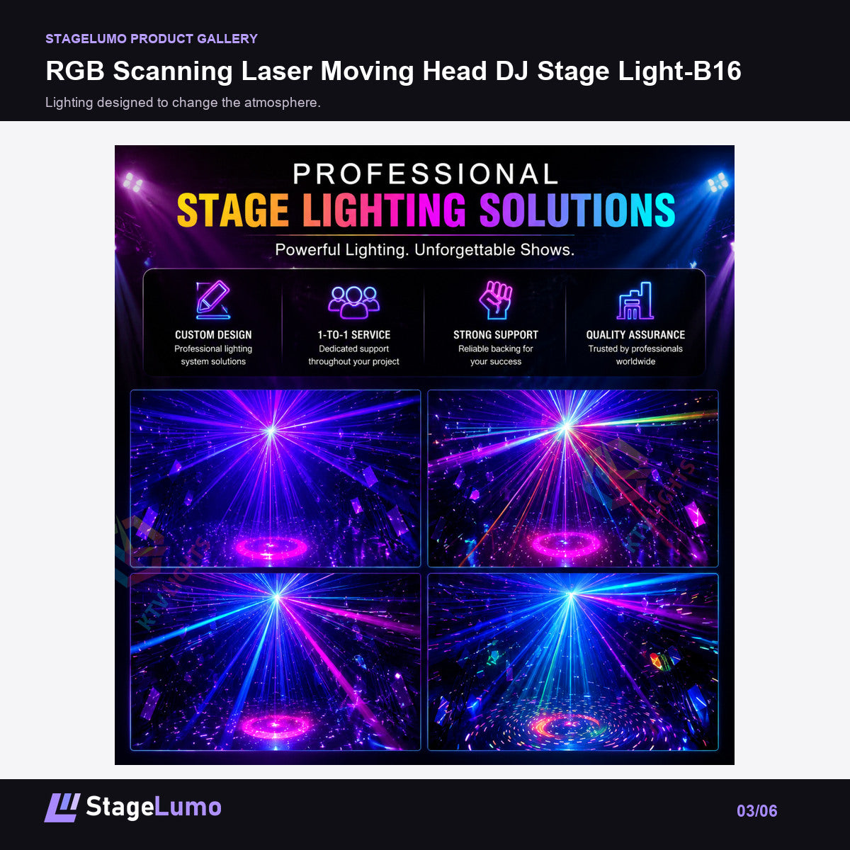 RGB Scanning Laser Moving Head DJ Stage Light-B16 - StageLumo image 3