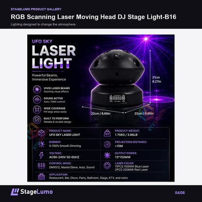 RGB Scanning Laser Moving Head DJ Stage Light-B16 - StageLumo image 4