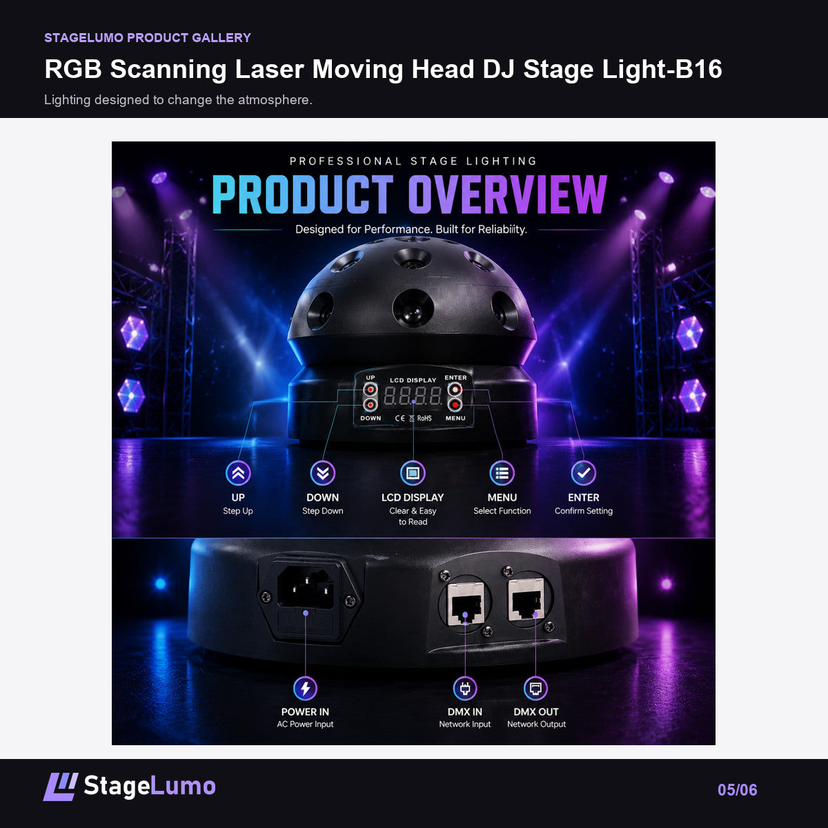 RGB Scanning Laser Moving Head DJ Stage Light-B16 - StageLumo image 5