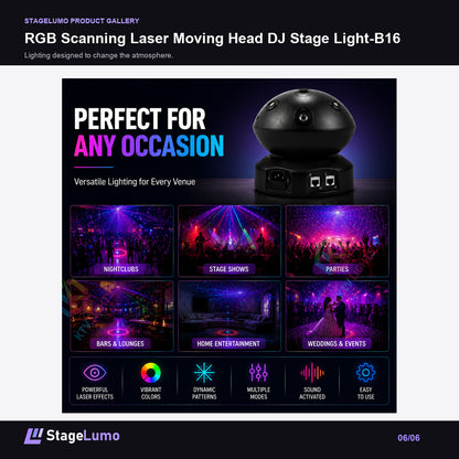 RGB Scanning Laser Moving Head DJ Stage Light-B16 - StageLumo image 6