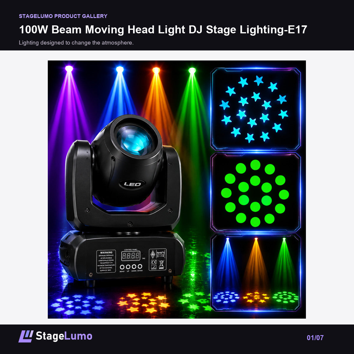 100W Beam Moving Head Light DJ Stage Lighting-E17 - StageLumo image 1