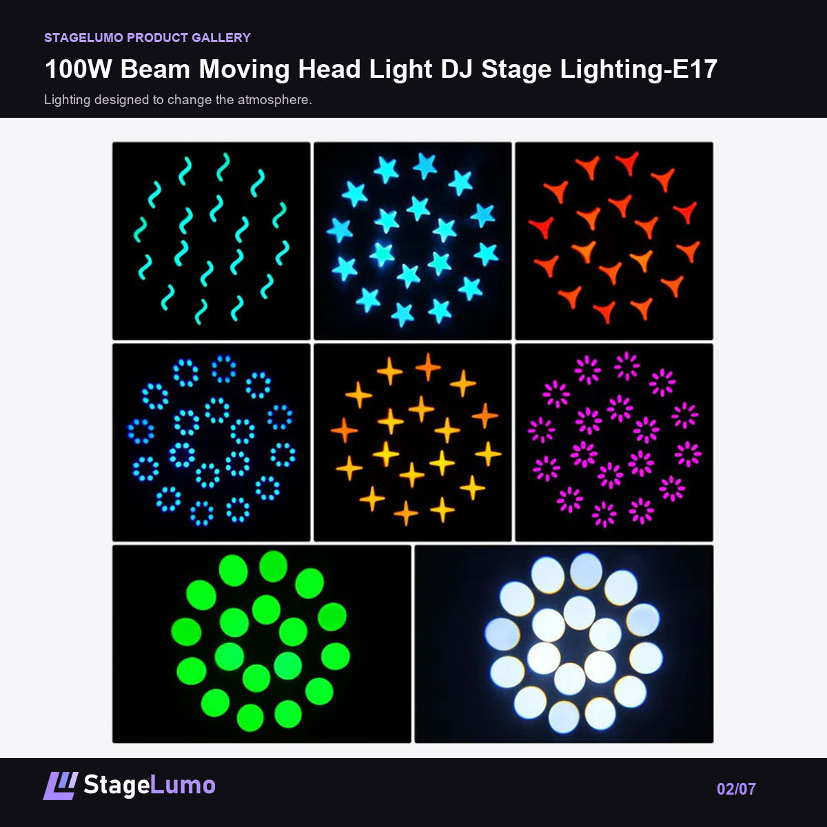 100W Beam Moving Head Light DJ Stage Lighting-E17 - StageLumo image 2