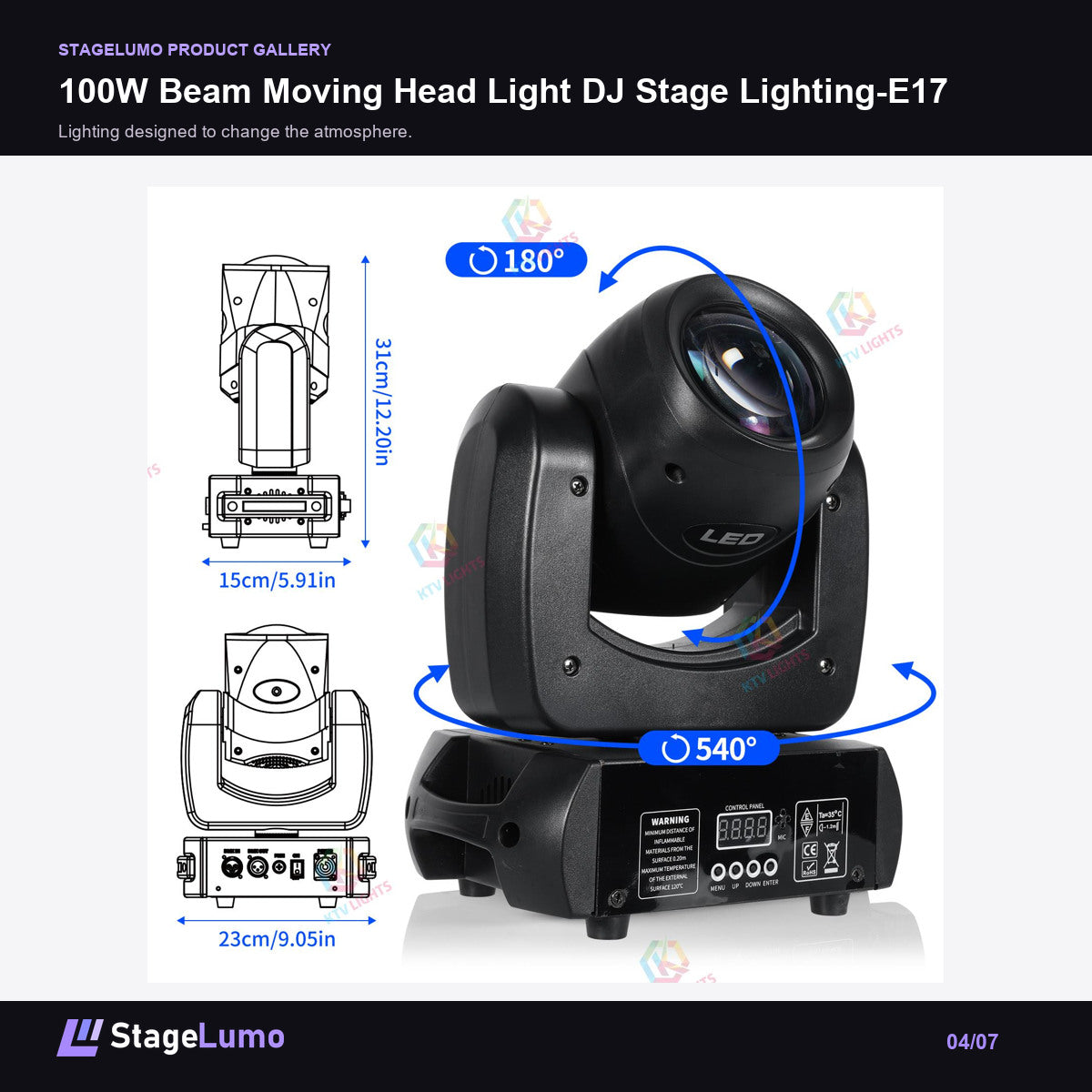 100W Beam Moving Head Light DJ Stage Lighting-E17 - StageLumo image 4