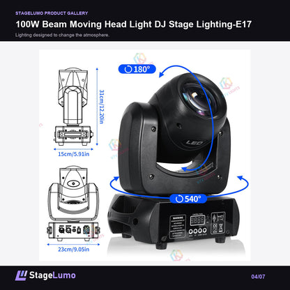 100W Beam Moving Head Light DJ Stage Lighting-E17 - StageLumo image 4