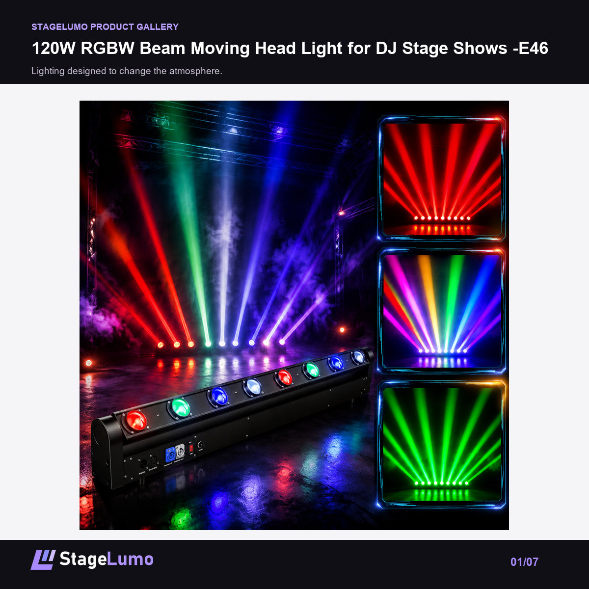 120W RGBW Beam Moving Head Light for DJ Stage Shows -E46 - StageLumo image 1