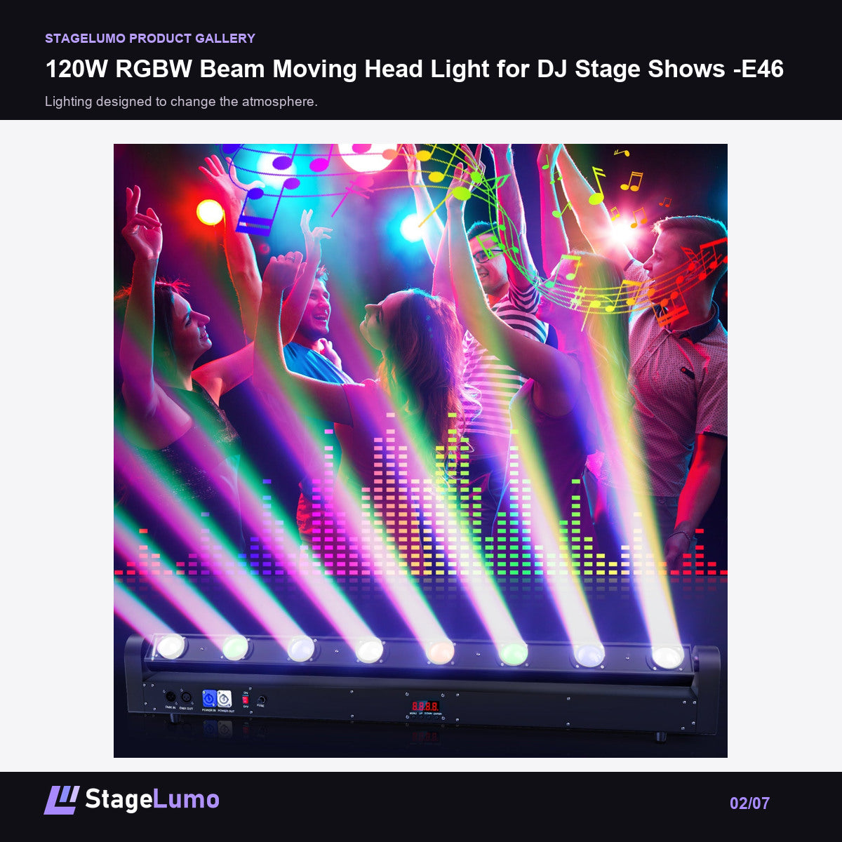 120W RGBW Beam Moving Head Light for DJ Stage Shows -E46 - StageLumo image 2