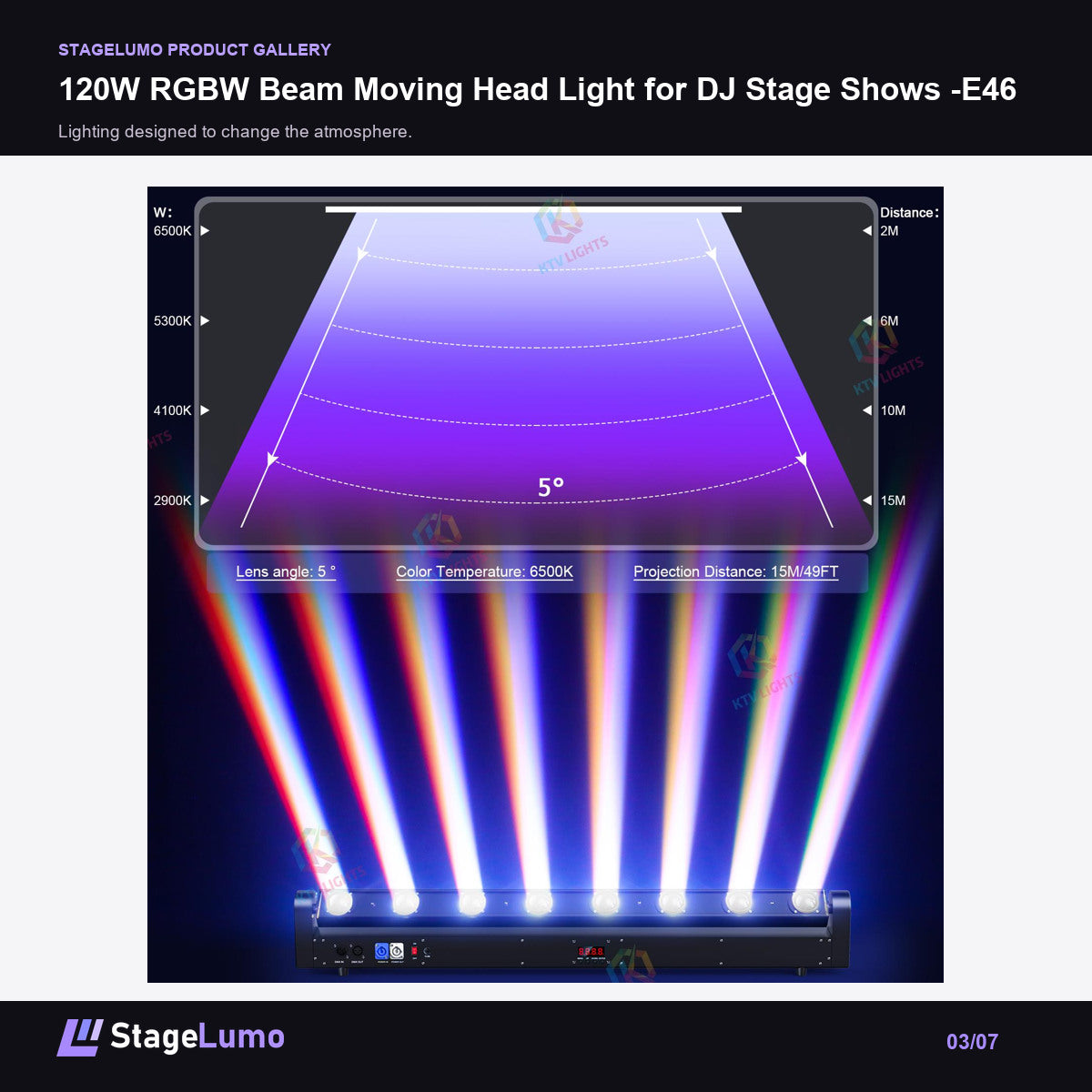 120W RGBW Beam Moving Head Light for DJ Stage Shows -E46 - StageLumo image 3