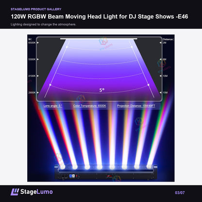 120W RGBW Beam Moving Head Light for DJ Stage Shows -E46 - StageLumo image 3