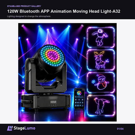 120W Bluetooth APP Animation Moving Head Light-A32 - StageLumo image 1