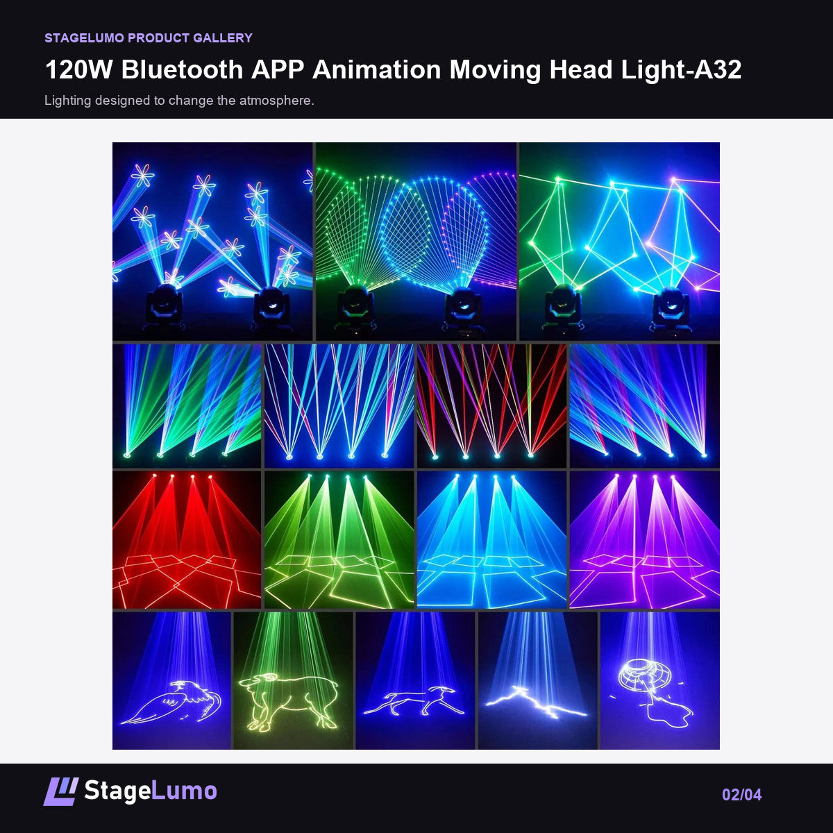 120W Bluetooth APP Animation Moving Head Light-A32 - StageLumo image 2