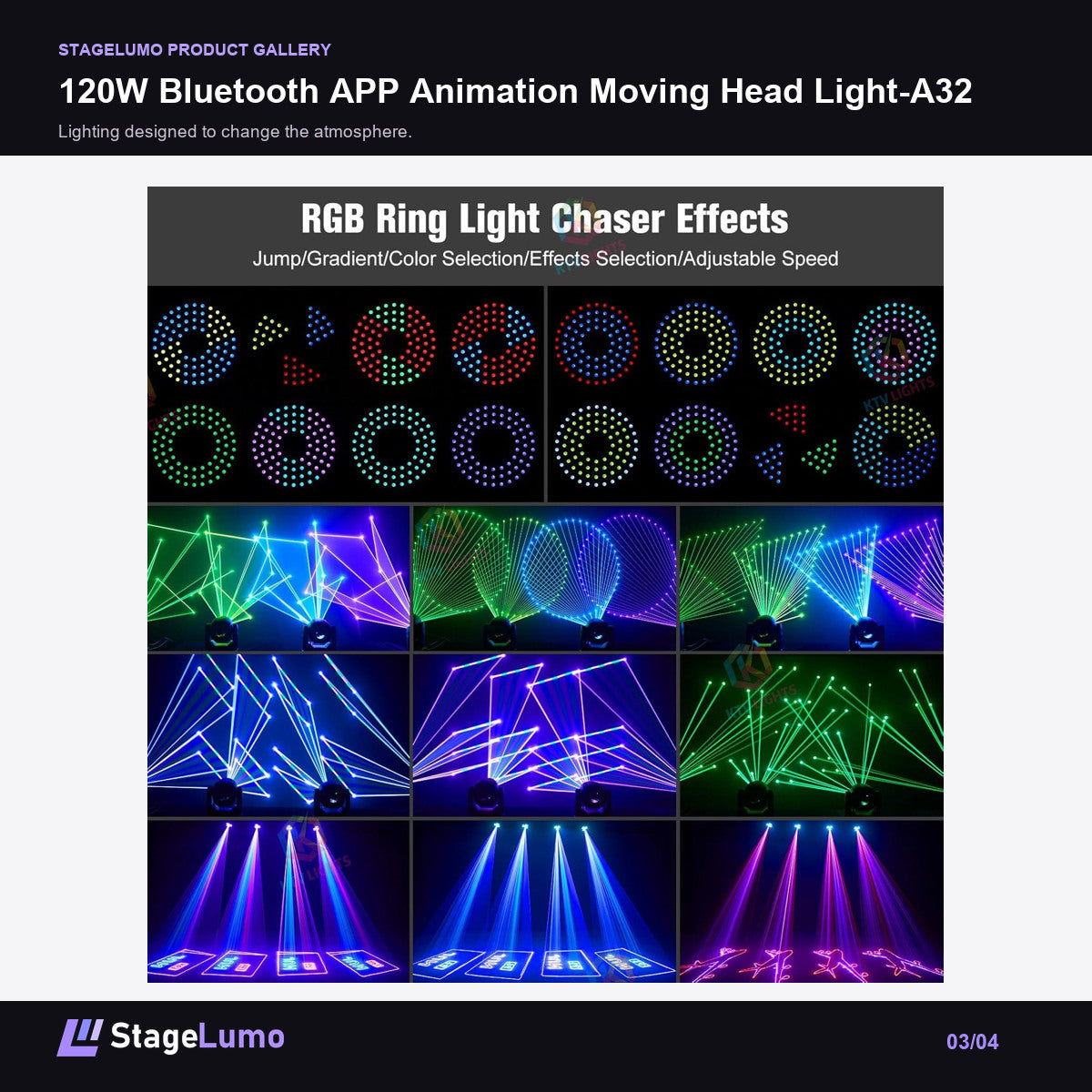 120W Bluetooth APP Animation Moving Head Light-A32 - StageLumo image 3