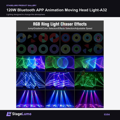 120W Bluetooth APP Animation Moving Head Light-A32 - StageLumo image 3