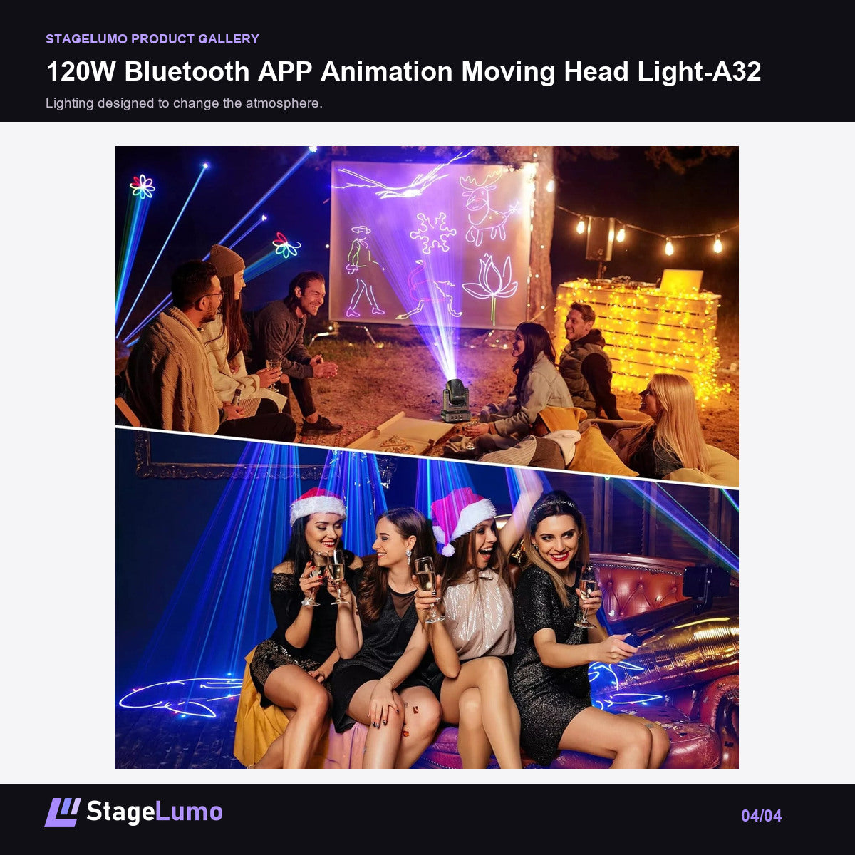120W Bluetooth APP Animation Moving Head Light-A32 - StageLumo image 4
