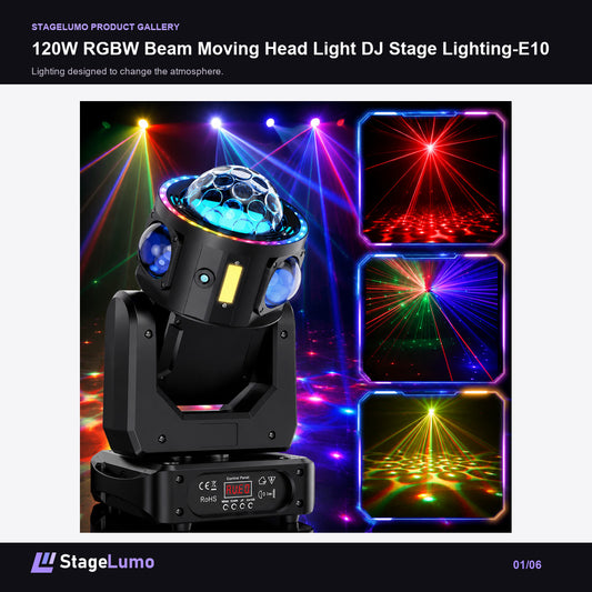 120W RGBW Beam Moving Head Light DJ Stage Lighting-E10 - StageLumo image 1