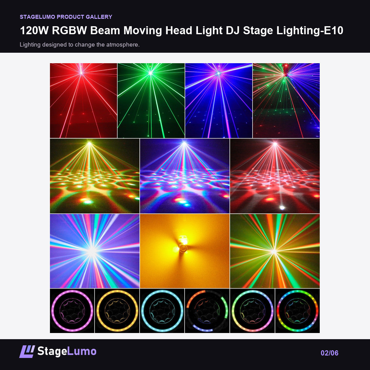 120W RGBW Beam Moving Head Light DJ Stage Lighting-E10 - StageLumo image 2