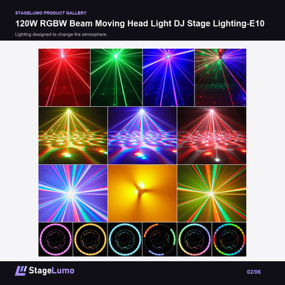 120W RGBW Beam Moving Head Light DJ Stage Lighting-E10 - StageLumo image 2